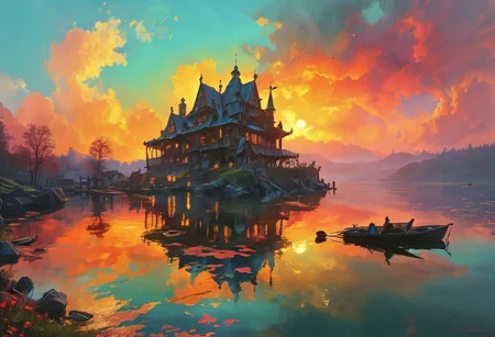 gothic style (masterpiece, best quality, hyper detailed, ultra realistic, 32k, RAW photo), epiCPhoto
hidden place where glowing traces of wandering souls are cursed to remain, forest of glowing mushrooms, shattered worlds collide in sky, cosmos merging wih vortexes in sky, 3 suns in the sky, neon mist on the calm waters of lake, mysterious, haunting, dramatic, ornate, detailed, in the style of hauntingly atmospheric dark fantasy, VHS, horror, 80's horror with vibrant colors
, the scene is captured in dimly lit dark fantasy but vibrant colors, with bold ink lines defining form against the watercolor wash of the aged paper