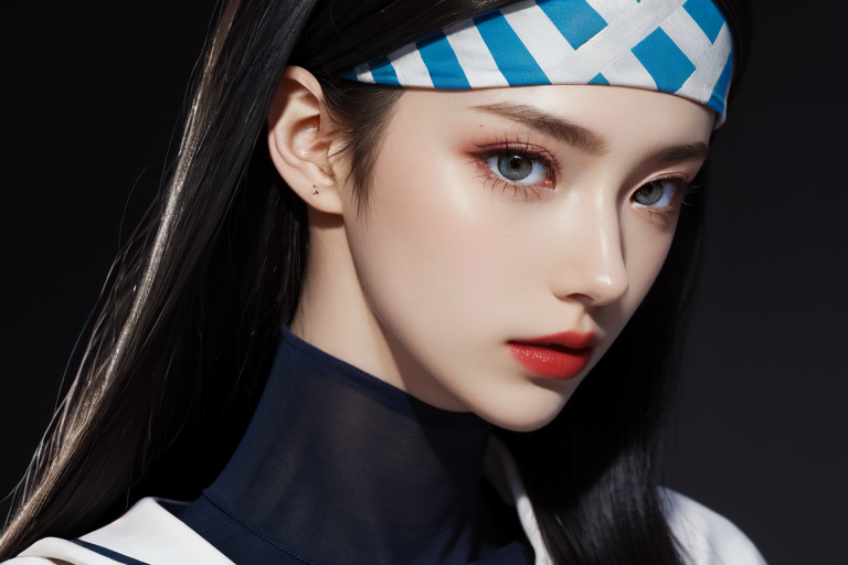 highly insanely detailed, masterpiece, top quality, best quality, highres, 4k, 8k, RAW photo, (very aesthetic, beautiful and aesthetic),  
beth_\(megami_tensei\),bethsmtii,shin megami tensei ii,long hair,black hair,straight hair,sleek black,jewelry,cross,headband,red_lipstick, 
<lora:zs_Beth:0.7>, 
(1girl:1.3), 1other, 
a colorful background,(bold color background),âââ