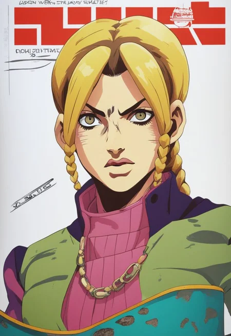 An image of a very smart lady jojoso style laisha <lora:SDXL-laisha-Lora:1> <lora:SDXL-jojoso_style-Lora:0.8>