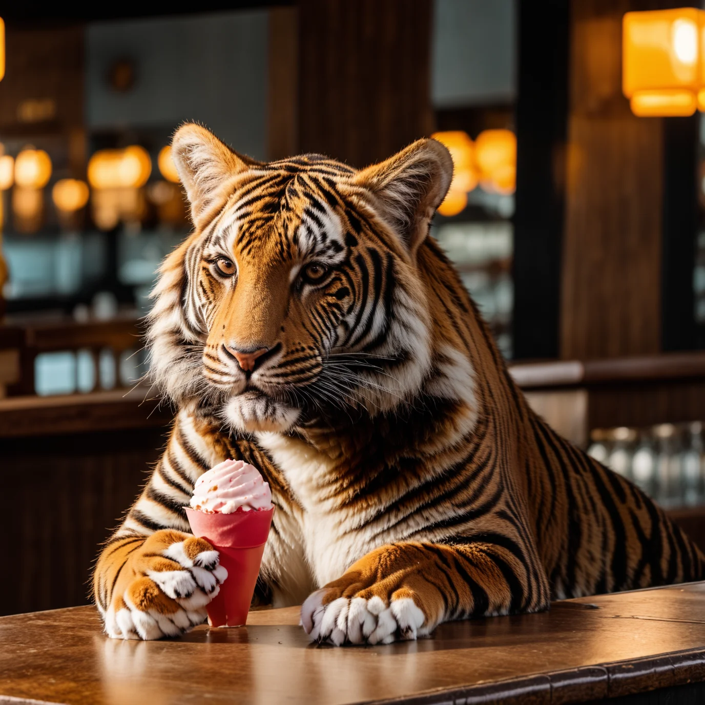tiger eating icecream at bar , natural light
<lora:xl_real_beta1:0.9>