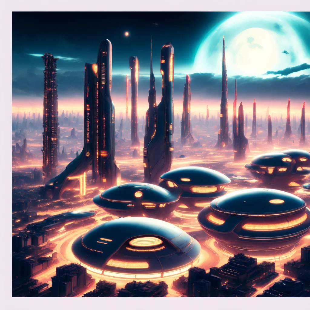 (atompunk style:1) an artist's rendering of a futuristic city at night <lora:Atompunk:0.8>