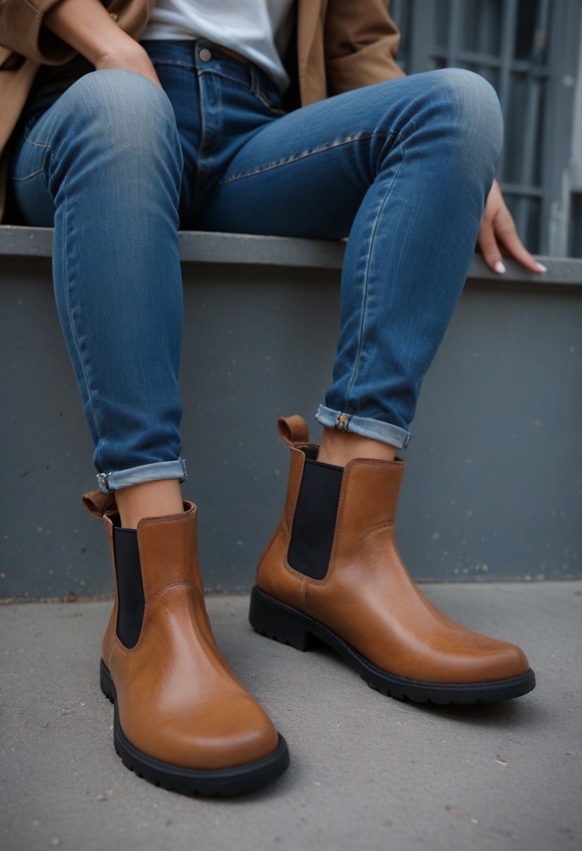 score_9, score_8_up, score_8_up 
BREAK 
(brown), (chelsea boots), foot focus, (ankles visible), jeans