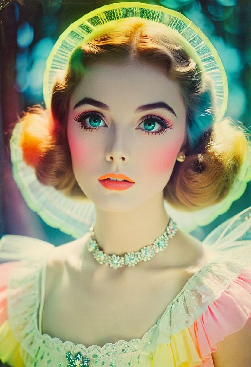 vintage 85mm artistic photography, wonderful, light on face, beautiful,
colorful, detailed sharp wide eyes, double exposure, chiaroscuro,
pastel neon colors, portrait in wonderland, fairytale, delicate, cinematic
vintage_p_style