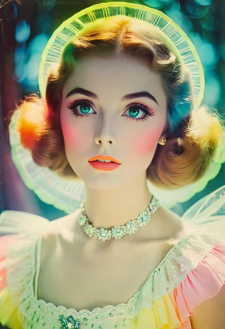 vintage 85mm artistic photography, wonderful, light on face, beautiful,
colorful, detailed sharp wide eyes, double exposure, chiaroscuro,
pastel neon colors, portrait in wonderland, fairytale, delicate, cinematic
vintage_p_style