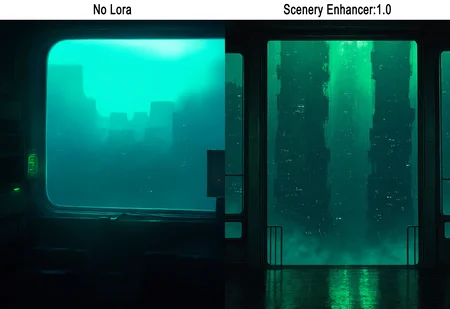 artist:, masterpiece, best quality, newest, very awa, absurdres, highres, scnr, indoors, futuristic apartment, window, green lights, fog, detailed