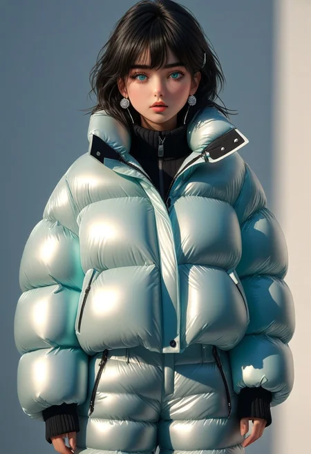 ((((down padded coat)))), ((((puffer pants)))), ((((full body, standing)))), ((((very warm)))), ((((hot)))), indoors, ((((sweating profusely)))), ((((sweat)))), ((((sweatdrop)))) masterpiece, best quality, (((masterpiece, illustration))), (super_detailed, 8k wallpaper, hyper_detailed, ultra_detailed, beautiful_and_delicate, intricate details), (girl, solo,small_girl, small_face), (medium_black_hair, bangs pinned back , single_side_earring) , (disheveled_hair, beautiful_detailed_hands ) , (beautiful_detailed_aqua_eyes), (deepen contour, depth of field, chromatic_aberration, dynamic_light, dynamic_shadow, perfect lumination), padded cuffs, padded collar, Thick padded cuffs, Thick padded collar, <lora:Collar-SDXL:0.6>, <lora:Cuffs-SDXL:0.6>, <lora:Puffer_Jacket_and_Down_Jacket_-_Extra_Puffy_Jackets:0.4>, <lora:snowpants_v1:0.4>, <lora:detailed_notrigger:1>