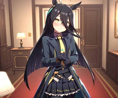 masterpiece, best quality, amazing quality, , 1girl, solo,  looking at viewer, cowboy shot,  <lora:Manhattan Cafe in game style 3D ILL-v2:1> ummsmingame, 3d, manhattan cafe \(umamusume\)