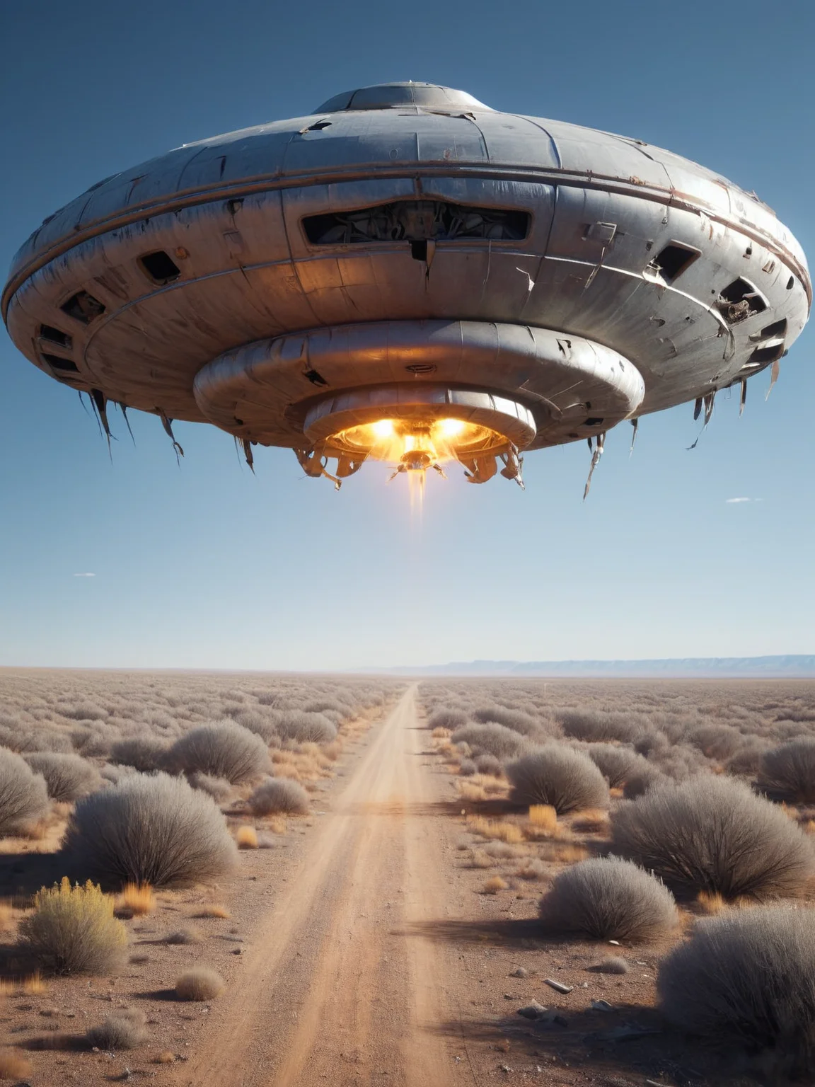 An ais-olde UFO crash landed in New Mexico <lora:Olde_Style_SDXL:1>