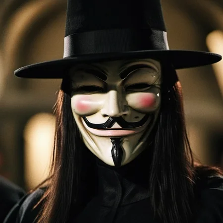 V1024, a man with a guy fawkes mask and a hat, full body , detailed eyes, highly detailed , photography, ultra sharp, film, bokeh, professional, 4k, highly detailed <lora:add-detail-xl:1.5> <lora:V1024:0.8>