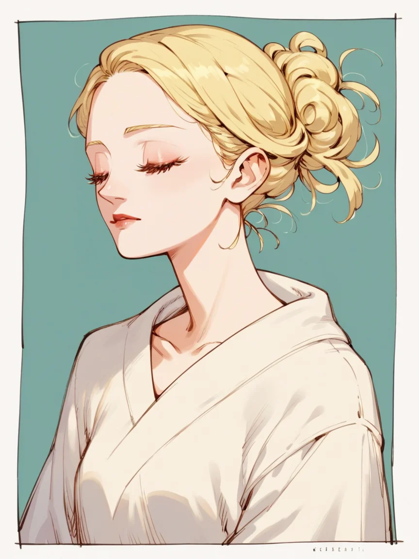 score_9, score_8_up, score_7_up, score_6_up, score_5_up, 1girl, <lora:k0tt3r1XLP:1> k0tt3r1, blonde hair, closed eyes