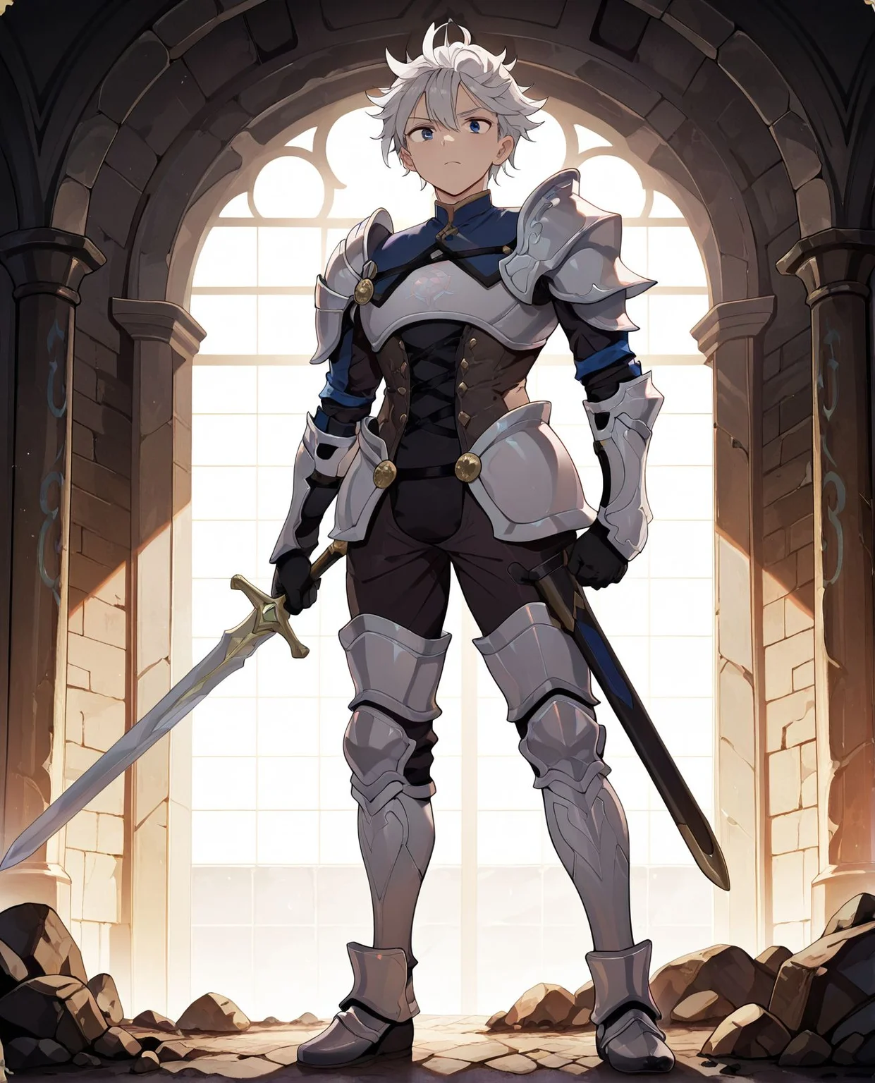 masterpiece,best quality,amazing quality,very aesthetic,absurdres,newest, huge filesize,
<lora:spo_sdxl_10ep_4k-data_lora_webui:0.5>,anime coloring, anime screenshot, flat color, 
<lora:add-detail-xl:1>
<lora:girumasu:1>girumasuV1,
g_jade,
1boy,
male focus,armor,
solo,weapon,
gloves,sword,
full body, standing,