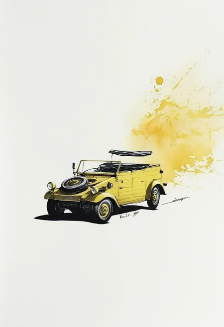 score_9,score_8_up,score_7_up,
Car illustration,dramatic lighting,high contrast,decorative,atmospheric,haunting beauty,texture,(dynamic angles),retro,subdued colors,splash art,highly detailed illustration,trending on Artstation,paint splatters,perfect composition,watercolor,sharp focus,intricate details,highly detailed,white background,
Red,black,gray,yellow,white,
<lora:Midjourney_5:0.6>,<lora:WaterColorV3:0.8>,watercolor,<lora:Kübelwagen_illustrious:0.9>,kubelwagen,no human,german grey,