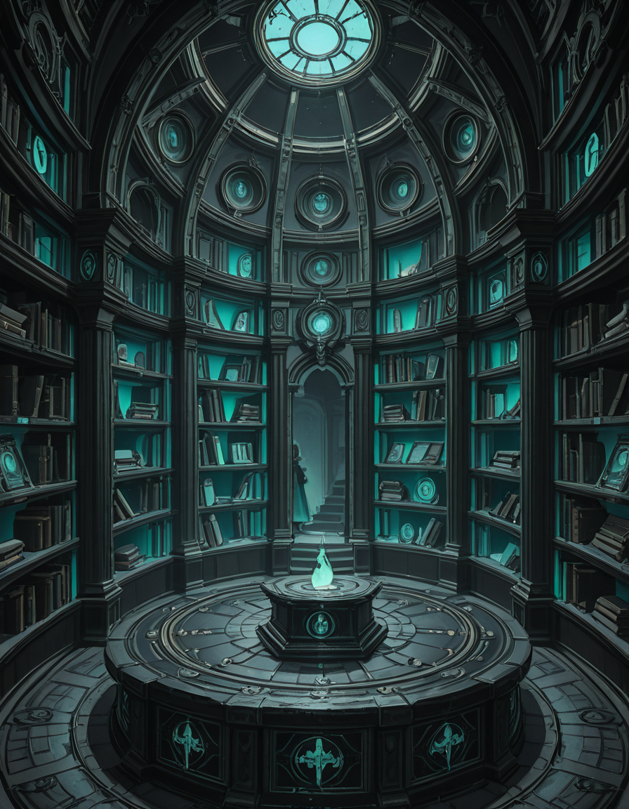 Buried deep within the necromancerâs fortress lies the Library of the Forgotten, an ancient, labyrinthine archive where no living hands have ever turned a page. The immense chamber stretches endlessly into the darkness, its towering bookshelves carved from obsidian and bone, spiraling upwards into unseen heights. The very air hums with an eerie resonance, filled with the whispers of knowledge long abandoned by the mortal world.
The shelves are packed with tomes bound in withered flesh, their covers etched with shifting runes that glow faintly with unholy light. Some books seem to breathe, their spines expanding and contracting like living creatures, while others are locked with chains of rusted iron, sealed by ancient curses too dangerous to be unleashed. Scrolls, brittle with age yet untouched by time, hover in the air, slowly unraveling and reforming, as if reading themselves in a silent, endless cycle.
At the heart of the library stands a massive circular desk, hewn from black stone and inlaid with veins of glowing green energy. Upon its surface, quills made from skeletal fingers hover above open grimoires, tirelessly transcribing forbidden knowledge in ink that shimmers like liquid shadow. Dust does not settle hereâonly the weight of forgotten secrets, pressing down like an invisible hand upon any who dare enter.
Above, the ceiling is a vast cosmic void, an endless expanse of swirling darkness where distant, malevolent stars flicker in unnatural constellations. Occasionally, something moves between the stars, a shape vast and unknowable, watching the library in silence.
In the farthest reaches of the chamber, towering stone monoliths stand, inscribed with ever-shifting text in a thousand dead languages. Some glow faintly, others pulse like beating hearts, their inscriptions rearranging as if whispering among themselves. The floor between them is covered in intricate ritual circles, their markings pulsating with a faint, necrotic glow, hinting at the presence of knowledge too terrible to be contained within mere books.
No footsteps ever disturb the silence, no voices break the eternal stillnessâonly the endless rustling of pages turning on their own, the quiet scraping of phantom quills, and the occasional, distant sound of something shifting among the shelves.
This is not a place of learning.
It is a tomb of knowledge, a repository of secrets too dangerous to be spoken, where books are not just readâthey watch, listen, and remember.
Style & Mood :
- Dark fantasy, gothic horror, necromantic aesthetics
- Cinematic, highly detailed, eerie lighting
- Infernal atmosphere, filled with shadows, glowing runes, and whispering books
- Inspired by the works of ZdzisÅaw BeksiÅski, H.R. Giger, and dark medieval occultism 
<lora:SDXLFaeTastic2400:0.4> <lora:extremely_detailed:0.4> extremely detailed,necromancer l1br4ry, <lora:necromancer_l1br4ry-i:1>, Masterpiece,best quality,hi res,8k,hi res,8k,award winning,(sharp focus, intricate, highly detailed),