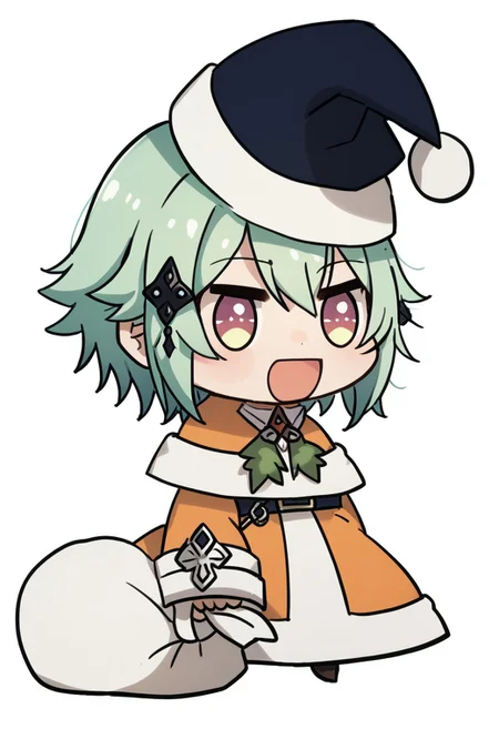 score_9, score_8_up, score_7_up, score_6_up, score_5_up, score_4_up, 1girl, padoru <lora:padoru-PD-1.0:1>, sinon \(sao\), white background