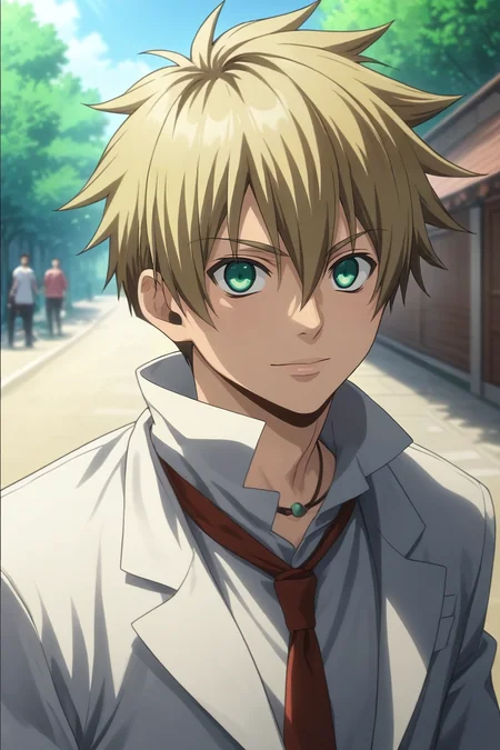 score_9, score_8_up, score_7_up, source_anime, rating_safe, , semi-realistic, , depth of field, 1boy, solo, male focus, <lora:liberta_arcana_famiglia_pony:0.96>, liberta_arcana_famiglia, blonde hair, green eyes, short hair, hair between eyes, cowboy shot, niagara falls, day, knees together feet apart, light smile, , <lora:sdxl_lightning_8step_lora:1>