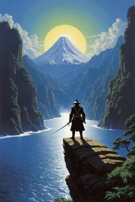 by Ted Nasmith and [Boris Kustodiev|Greg Hildebrandt] in the style of [Alena Aenami:Leiji Matsumoto:0.25]