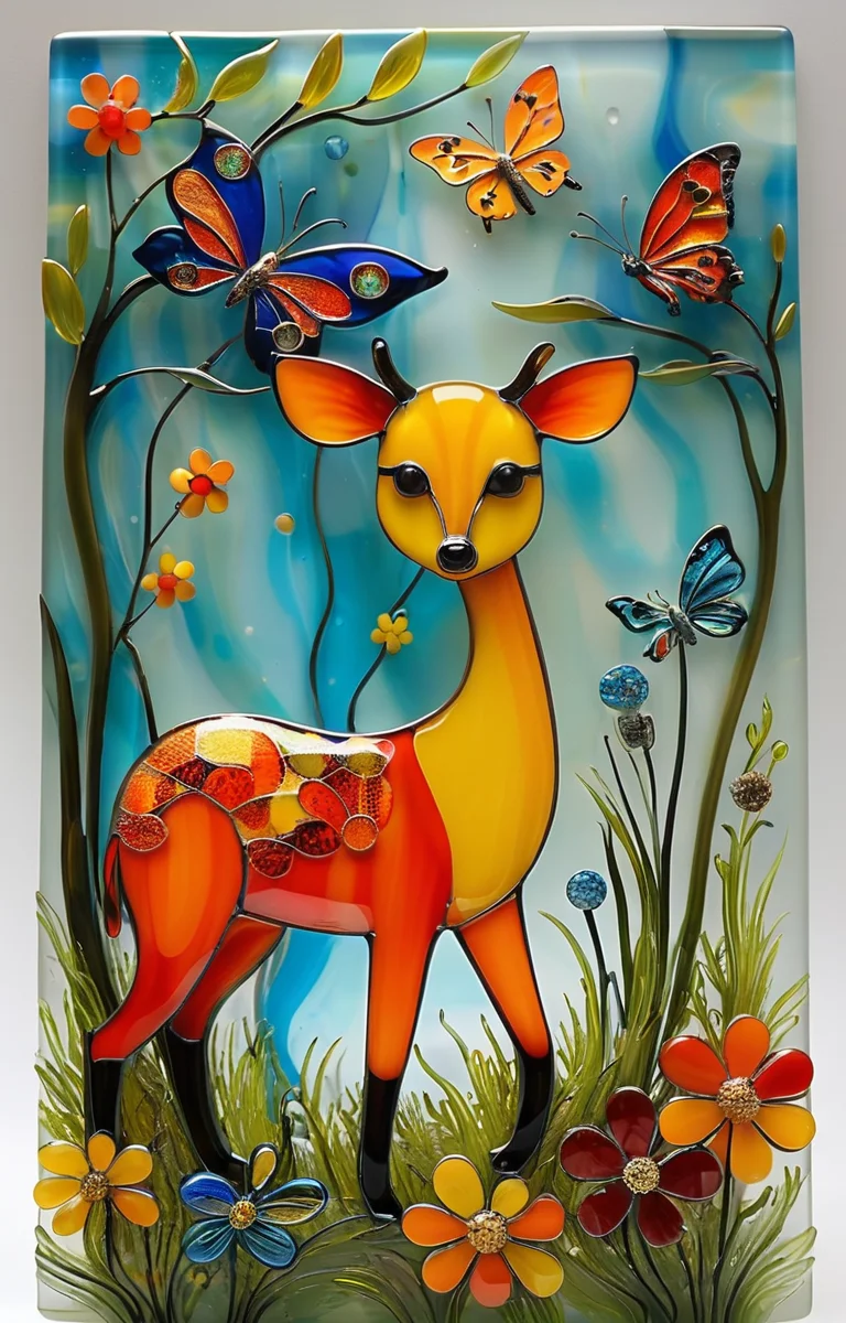 masterpiece,best quality,<lora:tbh372-sdxl:0.6>,illustration,style of Fused glass animals