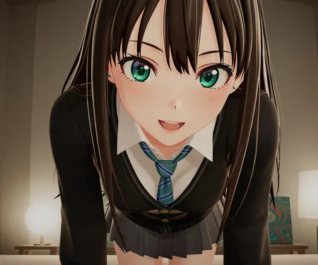 masterpiece, best quality, amazing quality, , 1girl, solo, looking at viewer, shibuya rin, cardigan, shirt, skirt, smile, open mouth, <lora:New Kizuna AI ILL-v2:1> newkizunaai, 3d,