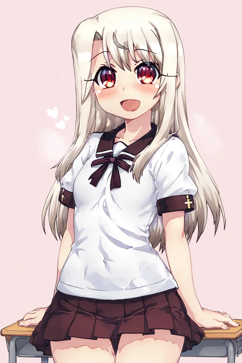 score_9, score_8_up, score_8, medium breasts, (curvy), cute, eyelashes,       BREAK, , BREAK, illyasviel von einzbern, 1girl, solo, red eyes, white hair, long hair, red eyes, skirt, shirt, ribbon, school uniform, white shirt, short sleeves, black skirt, homurahara academy school uniform, <lora:PrismaIllya_PDXL_v3:0.8>, ,,, <lora:HaseYu_PDXL:0.8>  ,,,, BREAK,  smile, looking at viewer, cowboy shot,  embedding:zPDXL, Expressiveh, <lora:SDXLFaeTastic2400:0.5>,  <lora:Expressive_H-000001:0.4>,