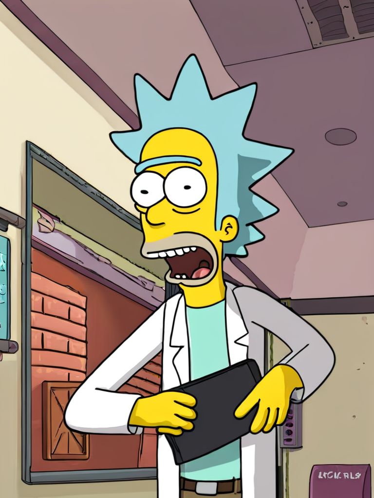 Rick Sanchez from the TV show "Rick and Morty"  Simpstyle <lora:SDXL-Simpstyle-Lora-v2-r16:0.8>