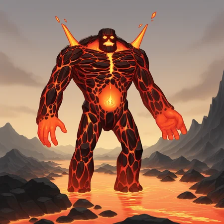score_9, score_8_up, score_7_up, score_6_up, score_5_up, score_4_up, zPDXL2,source_anime,rating_questionable, <lora:Golems:0.8> gol3em, no humans, magma golem, lava, headless, volcano, faceless, rocks, boulders