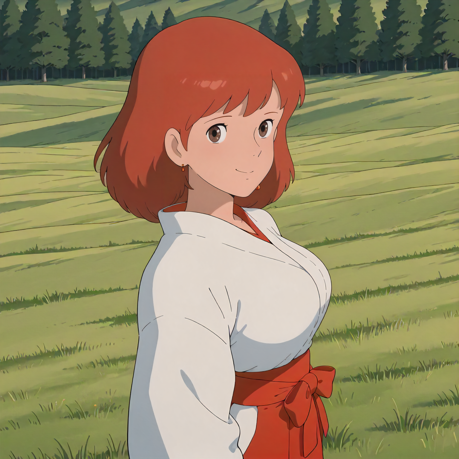 <lora:NotVotW_NausicaaXLIllustrious022>,
masterpiece,best quality,good quality,newest,
outdoors,detailed background,grassland,nature,
smile,
looking at viewer,
solo,
VWNausicaa,1girl,brown hair,medium hair,brown eyes,
breasts,
standing,
miko,white kimono,red hakama,