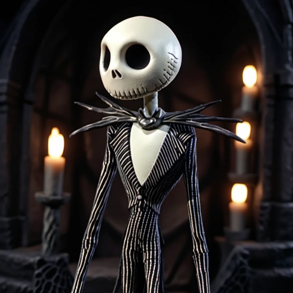 JackSkellington1024, full body, in haunted catle, candles, spooky, night, detailed eyes, highly detailed, photography, ultra sharp, film, bokeh, professional, 4k <lora:JackSkellington1024-000495:0.7>