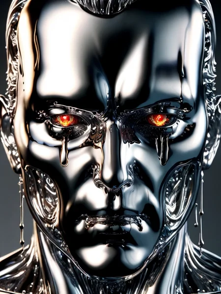 ral-chrome , terminator, t1000, (melting face:1.6), looking at viewer <lora:ral-chrome-sdxl:1>