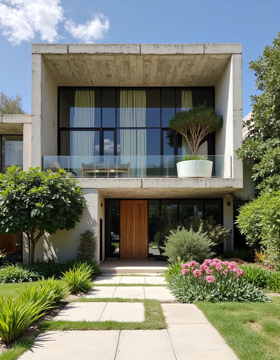 architectural photography, detailed, professional photography,
exterior photo of a Eco Brutalist modern mansion made of concrete with lush floral and greenery, large floor to ceiling windows, modern chandelier and staircase, sunny, day time,
<lora:iphone-dev-6:1> iphone photo