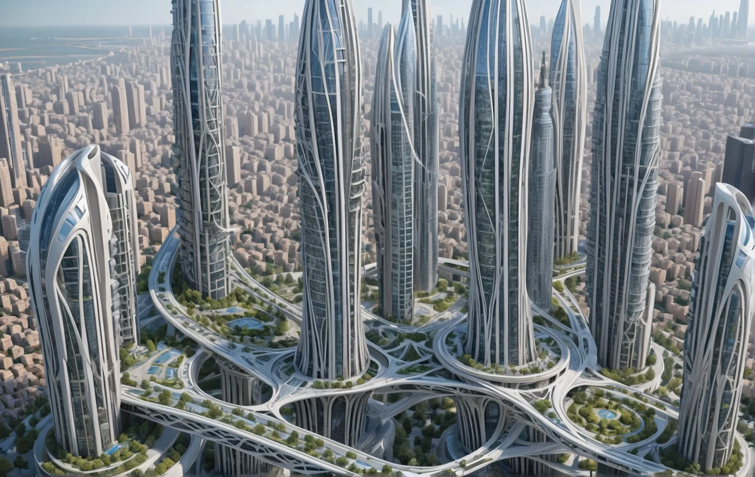 bridcity, create a futuristic city with an infinite number of bridges connecting an infinite number of skyscrapers, hde, bridges between buildings, brige's buildings, city ââlandscape, very intricate buildings, neo gothic skyscraper,8k masterpiece, intricate details, deep of fields <lora:Bridges-city:1> <lora:Add_Details_v1.2:1.9> <lora:jianzhu:1> <lora:AARG_aerial:1> <lora:City_Worlds_01_Effects:1> <lora:EnvyElvishArchitectureXL01:1> <lora:lora-oop.000009.TA_trained (1):1> <lora:PAseerCloudV1:1> <lora:Sci-fi_env_flux:1>