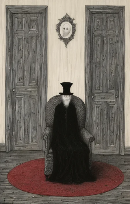 masterpiece,best quality,<lora:tbh276-sdxl:0.9>,illustration,style of Edward Gorey portrait of noble man