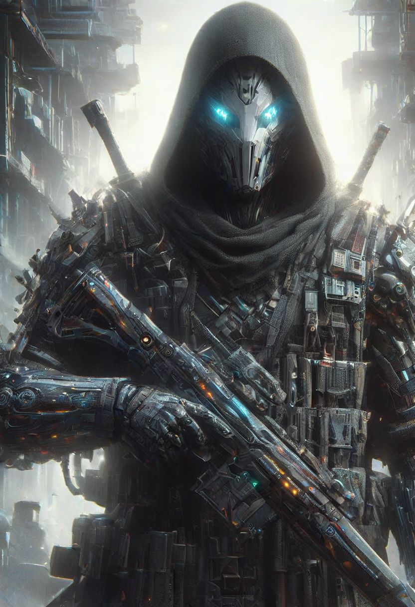 (((Ultra-detailed, Hyper-realistic, 8k, highres, masterpiece))),(full length highly detailed intricate cyborg demonic-skeletal) (tattered cloak),((highly detailed tech body,decaying parts, Intricate exposed wiring, exposed wires,exposed circuitry,electric glow)),((highly detailed cyber-skeletal head,signs of decay,exposed wiring, exposed wires,exposed circuitry,electric glowing eyes)),in a highly detailed Labratory background with Test tubes,holographic screens,covered in pulsing electricity,cyber setting,cinematic,realistic,science fiction,dark colours,background light,e,<lora:XL_Weapon_Sword_-_By_HailoKnight_2:0.8>,Wielding sword,<lora:add-detail-xl:1>,<lora:ArmorSuit_v01:0.8>, armorsuit,