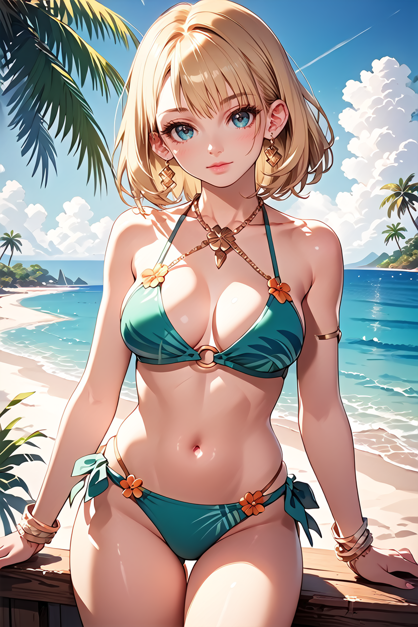 score_9, score_8_up, score_7_up, score_6_up
<lora:RE4Ashley:1.0>
RE4Ashley, 1girl, blonde hair, looking at viewer, on a tropical island, bikini, palm trees, ocean
