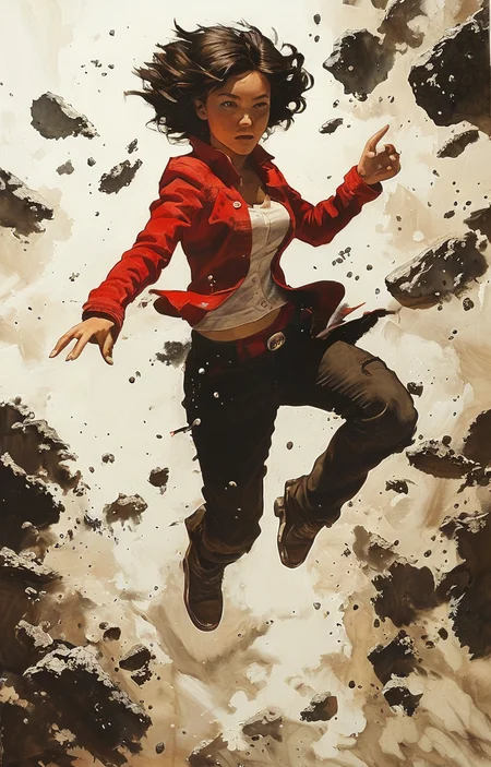 masterpiece,best quality,<lora:tbh223-sdxl:0.9>,illustration,style of Greg Capullo, tech genius teenage girl