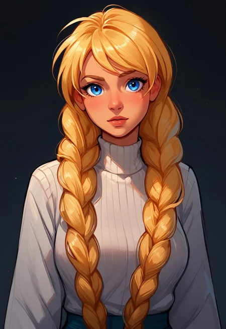 score_9, score_8_up, score_7_up, slavya, blonde hair, very long hair, long hair, twin braids, blue eyes, in full growth