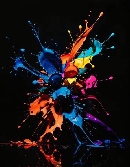 zavy-splsh, paint splash, blobs of paint in black back background, many colors, colorful, abstract art, max quality, 4k, HDR, neon lights