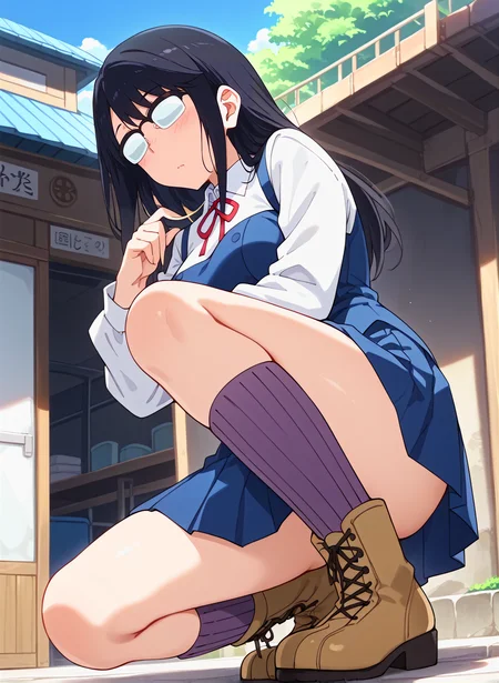 score_9,score_8_up,score_7_up,source_anime,anime,nsfw,rating_explicit,uncensored,High quality,Ultra detailed,best quality,insanely detailed,beautiful,masterpiece,perfect lighting BREAK
<lora:ono_makoto_V1:1>,(ono_makoto, black hair, long hair,medium breasts, opaque glasses,intermediate uniform,neck ribbon,white shirt,collared shirt,long sleeves, blue vest,blue skirt, pleated skirt, socks,boots),1girl,solo,blush,looking_back,outdoors,embankment,sea,looking_at_viewer,from_below,