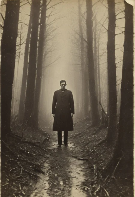 antique photo, eerie atmosphere, creepy, descent into madness, lovecraft horror