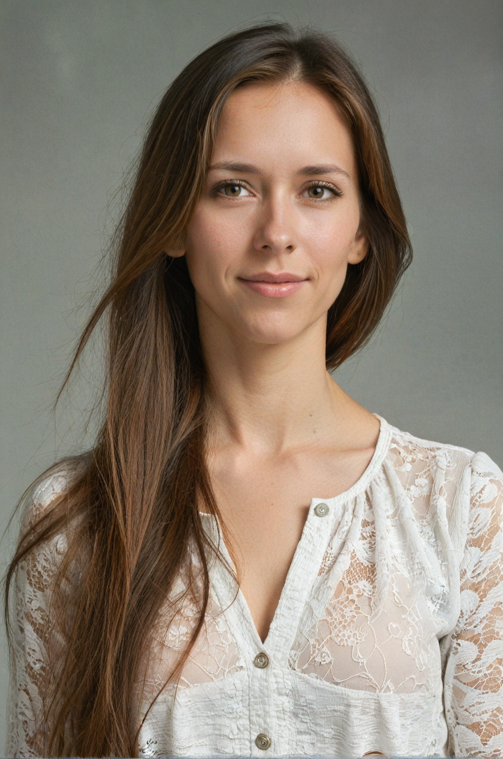 lovehewitttxl, 30yo, long hair, blouse, grey background, realistic textures, high quality image <lora:lovehewittxl:1>