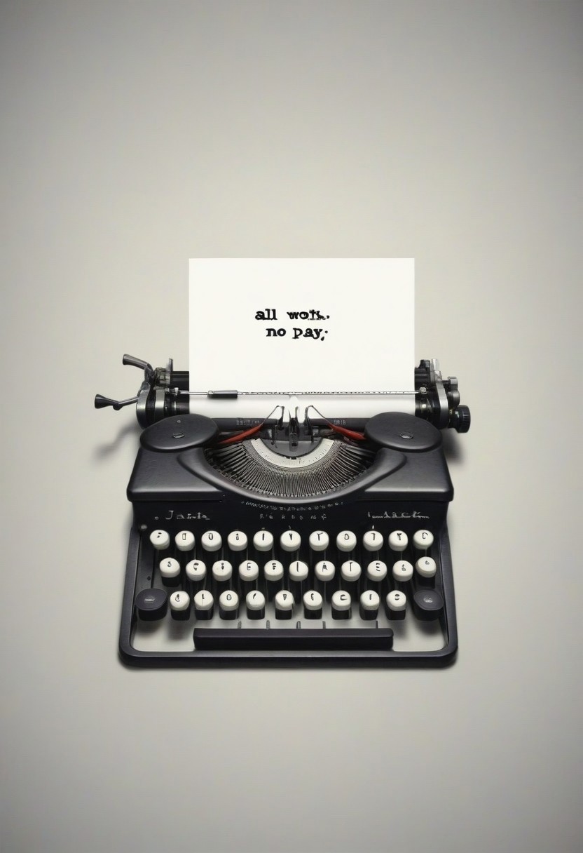 {"All work and no play makes"+"Jack"+"a dull boy" text logo}, [typewriter | Jack Torrance], 80s