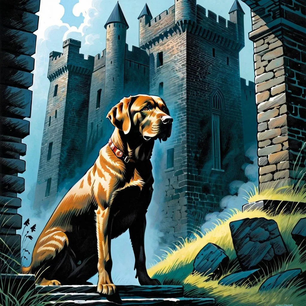 color illustration in (berniewrightson:1.5) style, extremely detailed, masterpiece, tenebrism, high contrast,
Chesapeake Bay Retriever
Mist-enshrouded castle ruins
<lora:BernieWrightson_Style_XL_V4.1:0.7>