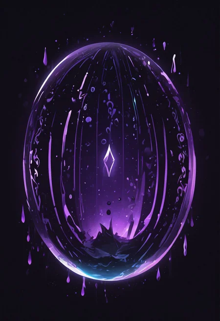 (masterpiece), best quality, Symphtia-Style, Anime, (Floating Ovoid, Dripping Liquid), Black Background, No Humans, Black and Purple Theme, (Ancient Runes, Glowing Runes, Light Refraction), Symphtia-Style, Zyrnox-Exoterra Style
