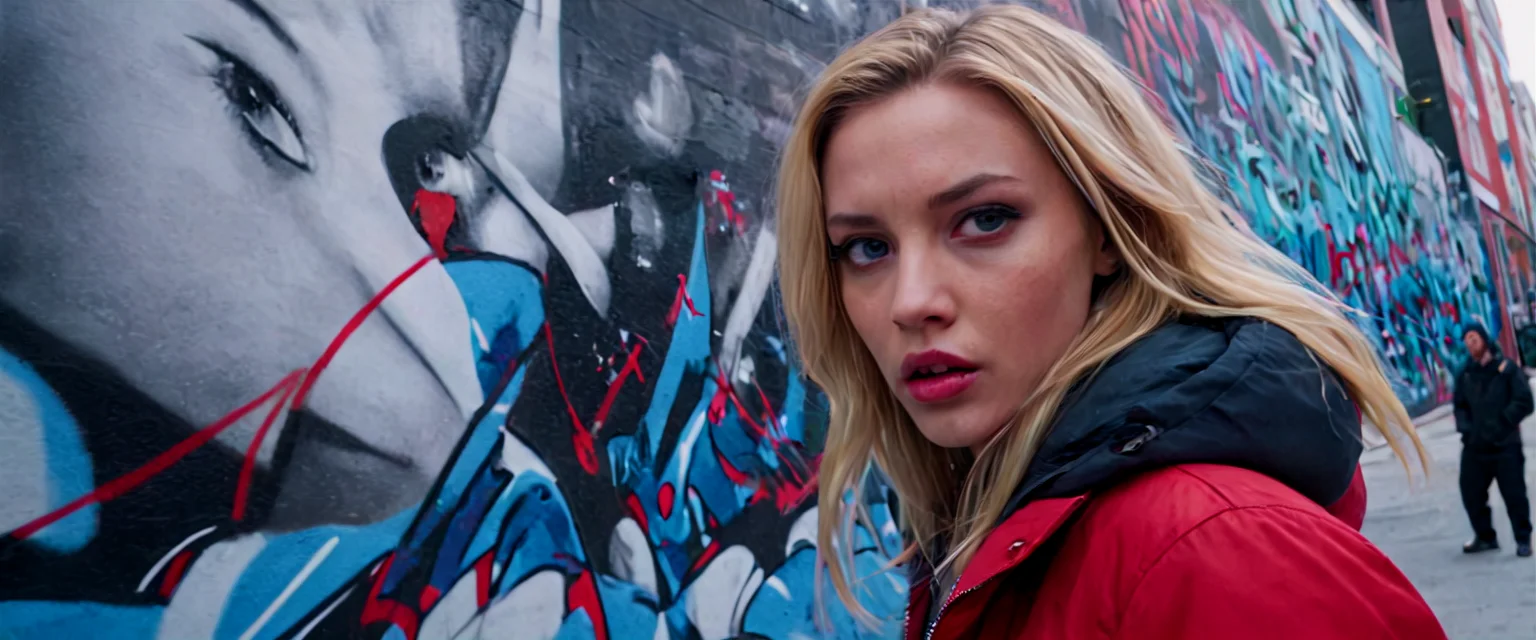 Positiv Clip L
CINEMATIC, FILM GRAIN, RAW, MOVIE STILL, REALISTIC PHOTOGRAPHY, DUTCH ANGLE STYLE woman with blue eyes, red jacket mountains, Witness an epic street art battle between graffiti artists. Capture the creativity and competition as artists transform a wall into a masterpiece.
Positive Clip G
CINEMATIC, FILM GRAIN, RAW, MOVIE STILL, REALISTIC PHOTOGRAPHY, DUTCH ANGLE STYLE woman with blonde hair and expressive blue eyes, wearing a red winterjacket snow-capped mountains in the background, Witness an epic street art battle between graffiti artists. Capture the creativity and competition as artists transform a wall into a masterpiece.
---------
