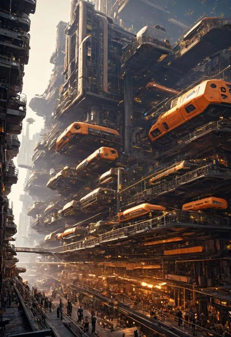 The complex cyberpunk machinery factory is manufacturing future colonial spaceships.,
industrialbuilding, factory, iron sheet, cable, truss, steel_structure, wire, pipe, machine, antenna, instrument, equipment, stairs, railing, railway_rails, storage_barrels, oil_tanks, crane, 
easynegative, BadDream, great lighting, clear, industrialbuilding