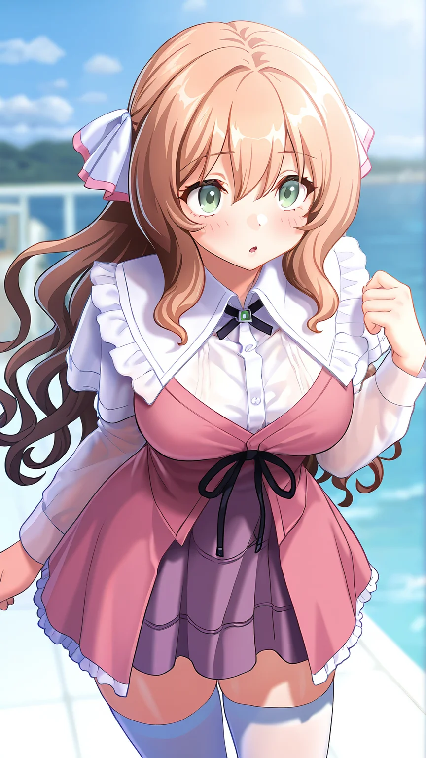 amazing quality,absurdres,best quality,masterpiece,highres,newest,detailed,detailed body,detailed face,masterpiece,best quality,solo,
numakaikyoko,1girl,solo,thighhighs,long hair,green eyes,brown hair,white thighhighs,zettai ryouiki,dress,<lora:æ²¼æµ·ãé¿å­ï¼ã¬ã¾ãããããããï¼:1>,