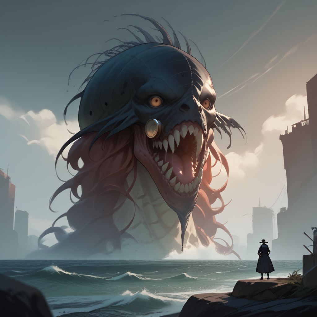 (score_9), (score_8_up), (score_7_up), (score_6_up), (score_5_up), (score_4_up), Gritty, noir, anime, Bright, (Cell Shading), (masterpiece), create the sea monster known as the kraken in a steampunk style