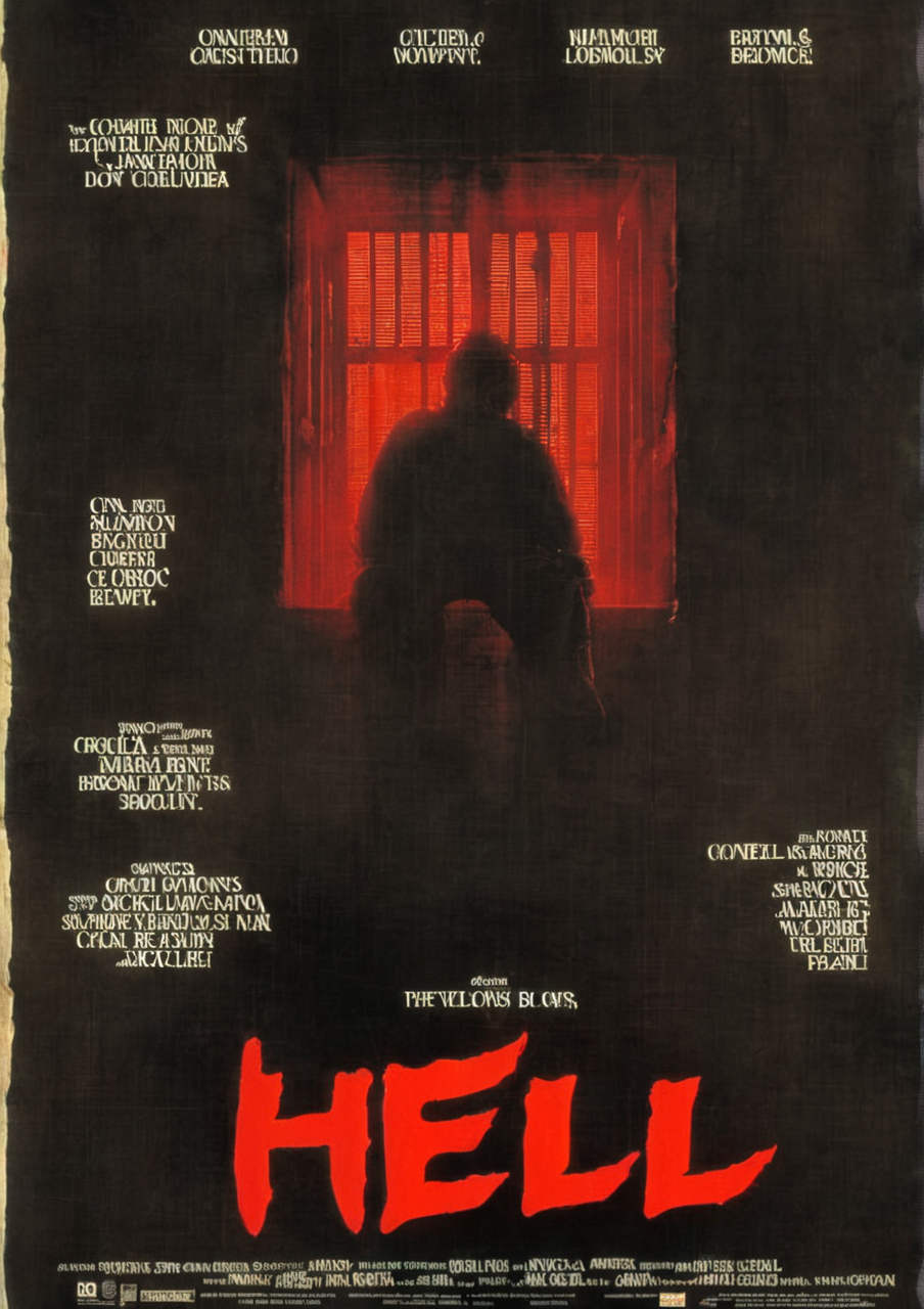 cinexart (title: "Hell") movie poster ,  <lora:cinexart:1>
