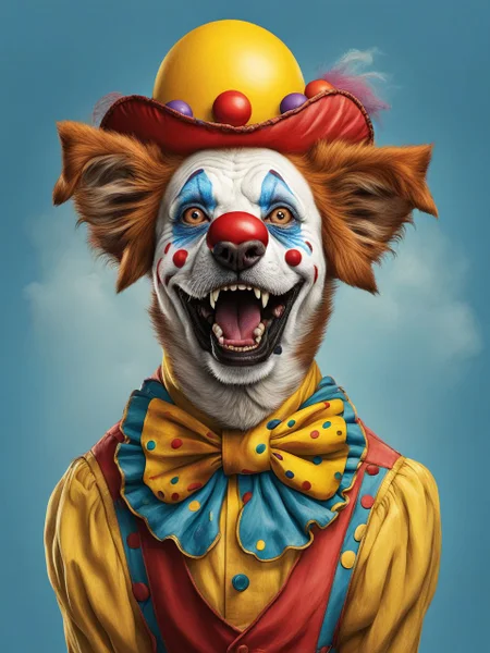 A crazy clown HuWoof <lora:SDXL_HuWoof_LoRA:1>