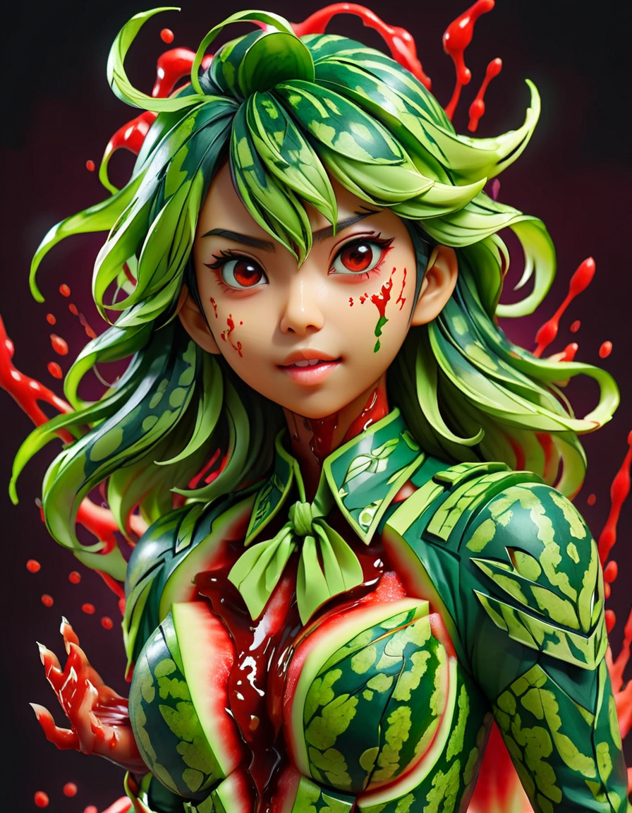 ral-wtrmln, Impasto, Anime, Color splash of a tiny Indonesian (Female Chauffeur of Blood:1.1) , the Female is Playful and Nonchalant, inside of a Men,ion, self-portraits, realistic depictions of superheroes and fantasy characters, bold and gestural brushwork, anime key visual, science fiction, <lora:ral-wtrmln-sdxl:0.7>, highly color focused, vivid colors, luxury, extremely rich detail