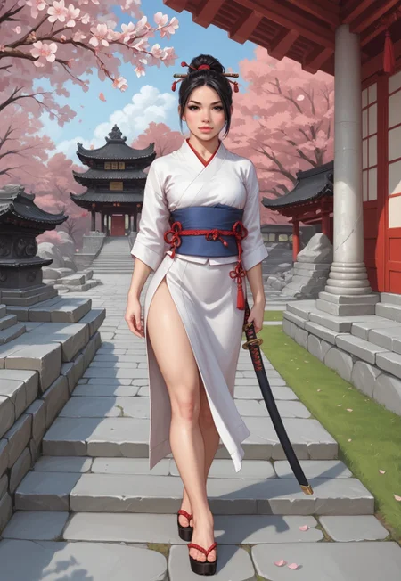 safe_pos, core_9, score_8_up, score_8, semi realistic, ultra detailed, 8k, high quality, hi res, high quality, detailed eyes, perfecteyes, detailed face, 1girl, sharp focus, cowboy-shot, focus on hip, (1girl:1.2), ninja assassin, stealthy outfit, (((katana))), pale skin, short straight black hair, realistic, cinematic angle, cinematic lighting, athletic body, focused face, dark eyes, stealthy pose
BREAK
infiltrating a feudal Japanese castle at night
BREAK
source_ninja_art, rating_explicit, expressive, full body, dynamic pose
BREAK
detailed beautiful background, traditional Japanese architecture, moonlit gardens, cherry blossom trees, ancient stone walls, serene ponds, mysterious shadows
(((full clothed)))